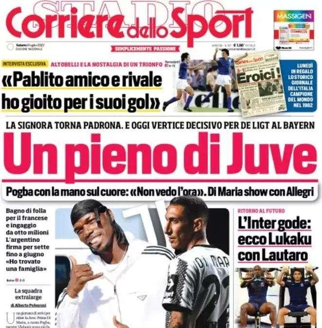 Il CorSport in apertura: "L'Inter gode: ecco Lukaku con Lautaro"