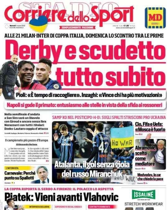 Il Corriere dello Sport: "Derby e scudetto, tutto subito"
