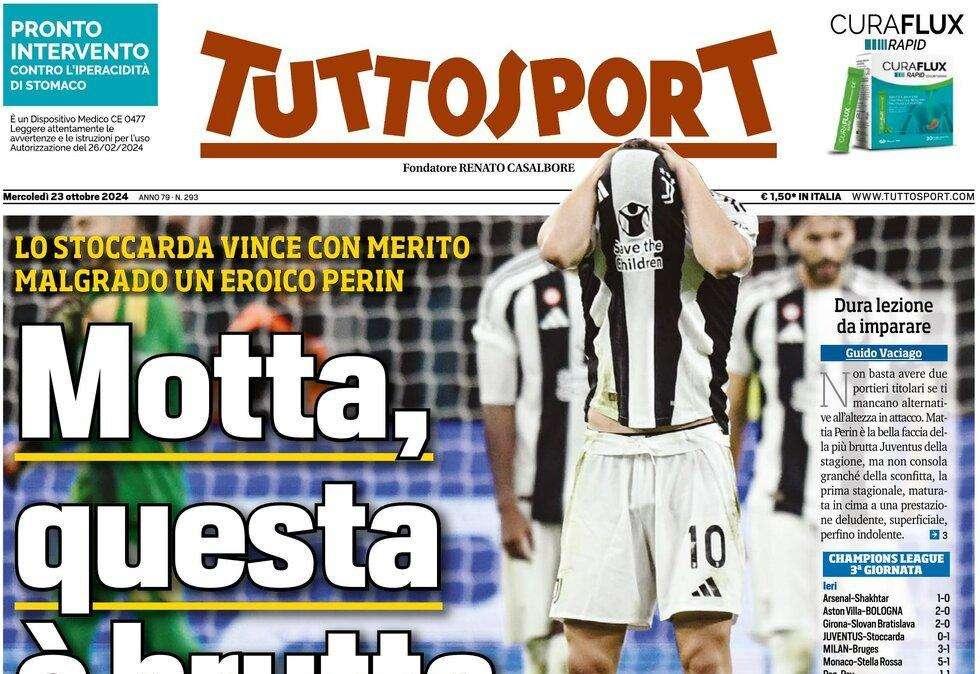 "Il campo, la Juve: stress Inter". La prima pagina dell'edizione odierna di Tuttosport 