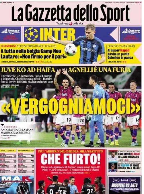 La Gazzetta dello Sport in taglio alto: "A tutta nella bolgia Camp Nou"