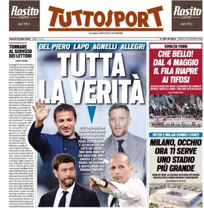 Tuttosport in apertura: "Milano, occhio: ora ti serve uno stadio più grande"