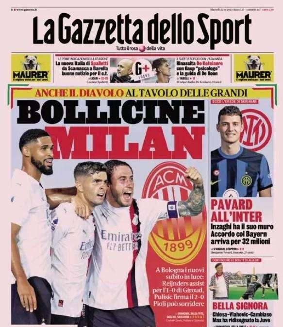 L'Inter completa la difesa, la Gazzetta dello Sport: "Pavard, Inzaghi ha il suo nuovo muro"