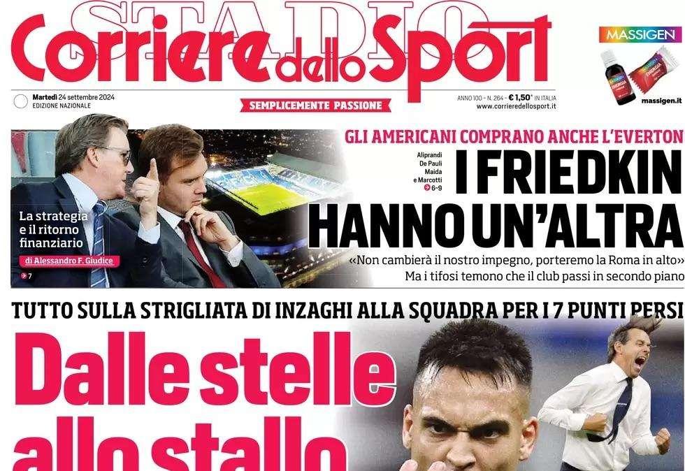 "Inter, sindrome Scudetto. Dalle stelle allo stallo": l'apertura del Corriere dello Sport