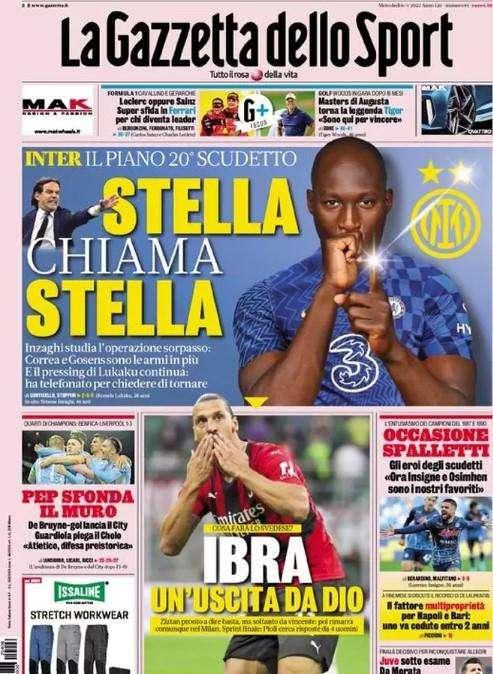 L'apertura della Gazzetta: "Stella chiama stella". Pressing di Lukaku: ha chiesto di tornare