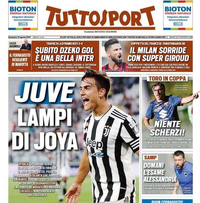 L'apertura di Tuttosport: "Subito Dzeko gol. È una bella Inter"