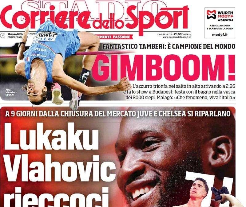 Undici cambi Inter. Il Corriere dello Sport intitola: "Inzaghi chiama Pavard a lezione"