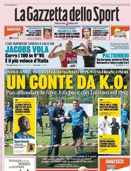 La Gazzetta dello Sport in apertura: “Un Conte da KO”