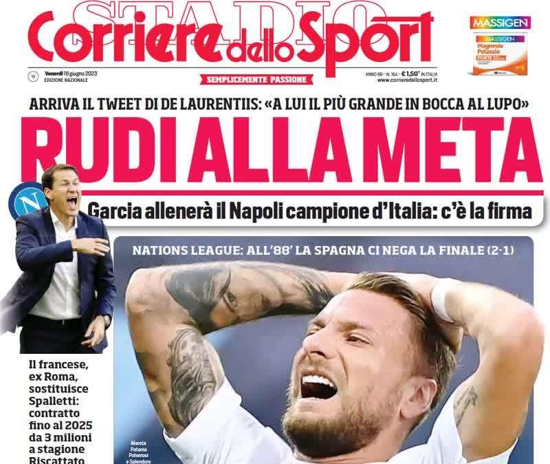 Il Corriere dello Sport in prima pagina: "La Juve risponde all'Inter, incontro per Frattesi"