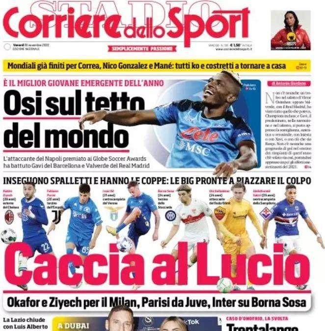 Rassegna stampa - Le prime pagine di venerdì 18 novembre