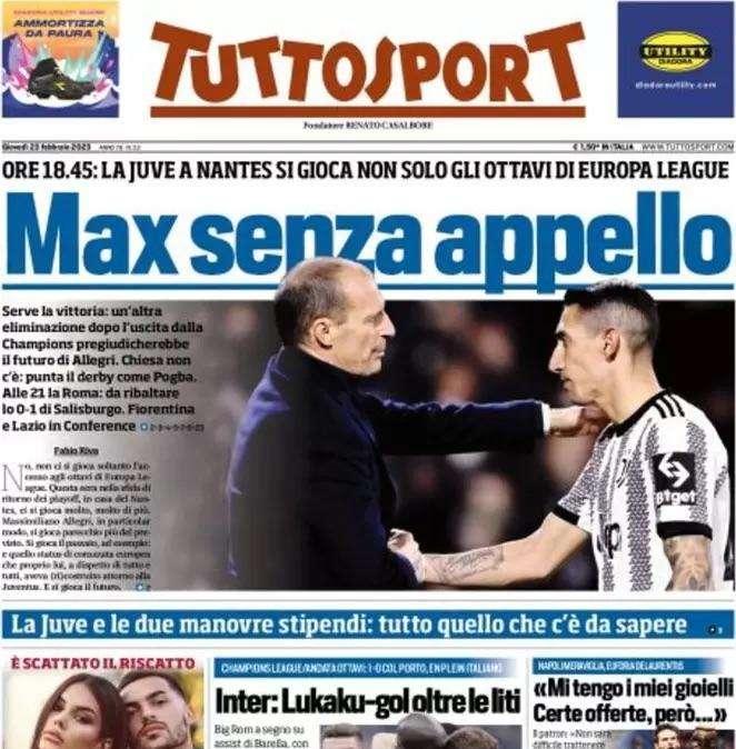 La prima pagina di Tuttosport: "Inter, Lukaku-gol oltre le liti"