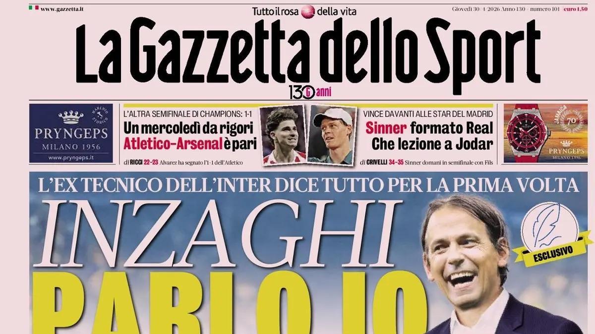 "Inzaghi dice tutto per la prima volta. Milan, non solo Goretzka", la prima pagina de La Gazzetta dello Sport