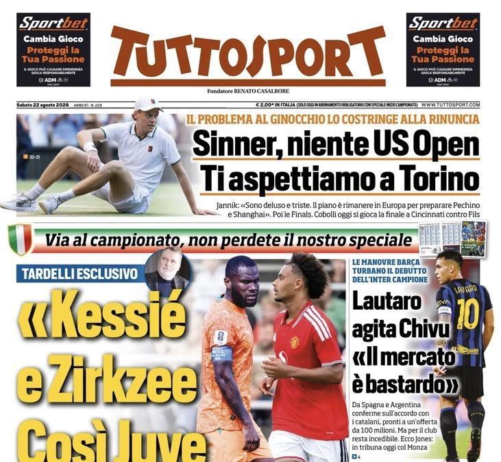 "Juve da Scudetto con Kessie e Zirkzee, Inter-Lautaro mercato bastardo" la prima pagina di Tuttosport
