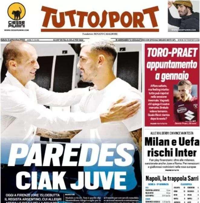 Tuttosport in apertura: "Milan e UEFA, rischi Inter". Nerazzurri tra derby e sanzioni