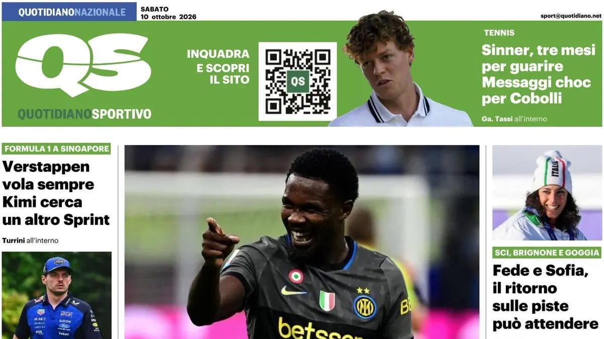 "Inter, fretta da scudetto! Fiorentina, assalto al Genoa", la prima pagina del QS