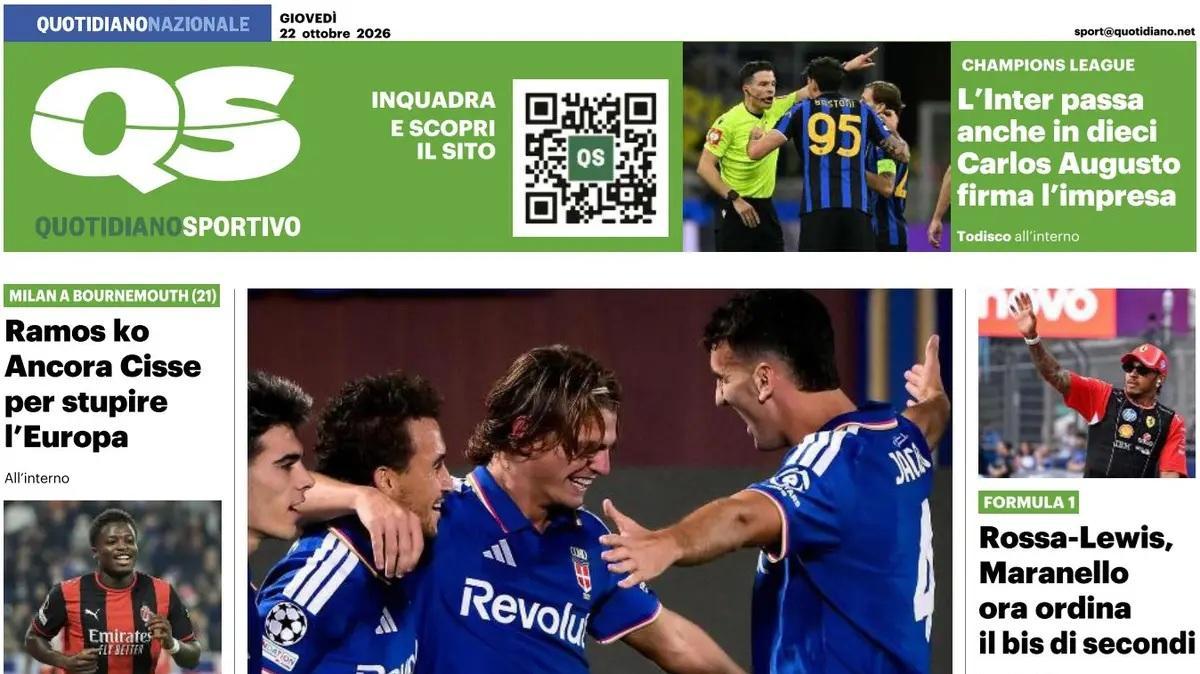 "Notte da Paz, Como stellare... Carlos Augusto firma l'impresa", la prima pagina del QS
