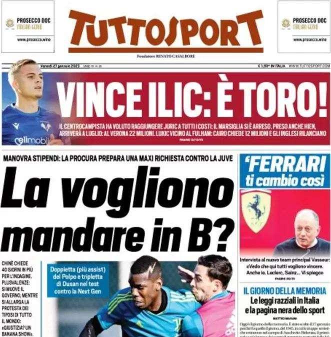 La prima pagina di Tuttosport: "Inter, Djaló è il dopo-Skriniar"