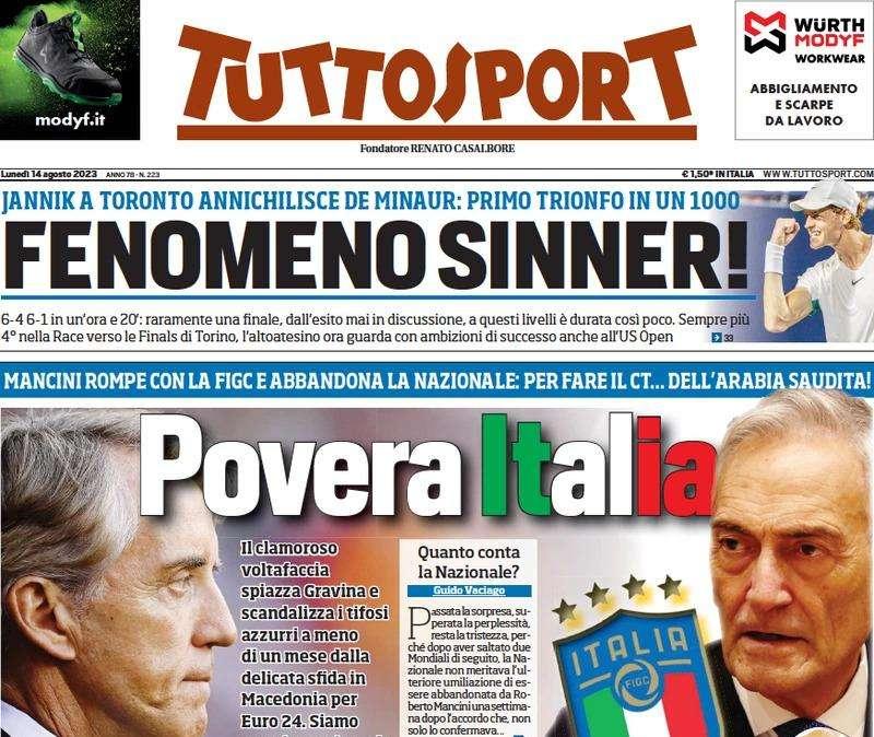 Tuttosport in prima pagina: "Vittoria sofferta sull'Egnatia, flop Thuram"