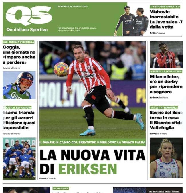 QS in apertura: "La nuova vita di Eriksen"