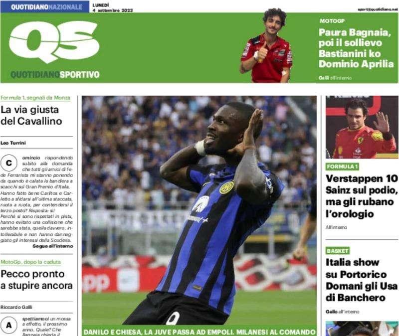 Il QS titola in apertura: "Inter, senti che musica". Dopo la sosta un derby infuocato