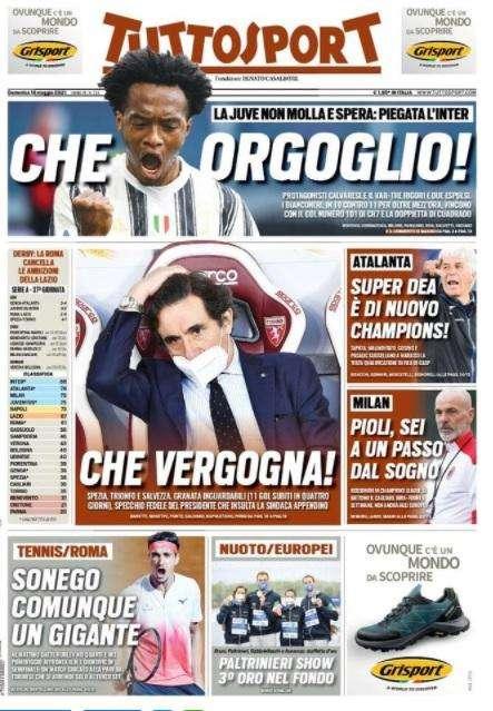 Alla Juve il derby d'Italia, Tuttosport in apertura: "Che orgoglio!"