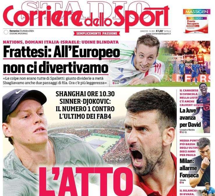"Frattesi e le colpe dell'Europeo, la Juve procede verso David": Il Corriere dello Sport in apertura 