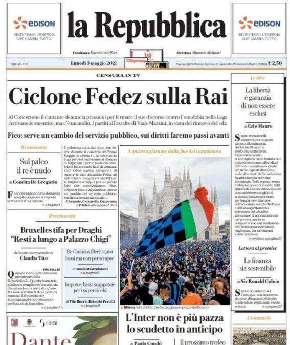 La Repubblica: "L'Inter non è più pazza, lo scudetto in anticipo"