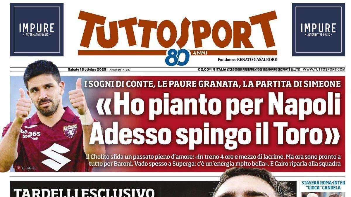 "Roma-Inter da pressione alta". Candela introduce la sfida sulla prima pagina di Tuttosport