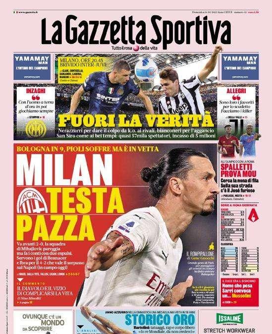 La Gazzetta Sportiva in prima pagina: "Brivido Inter-Juve: fuori la verità"