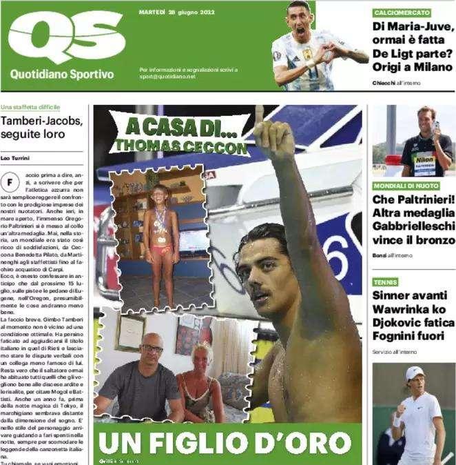 La prima pagina del QS: "Milenkovic in partenza, Viola su Senesi"