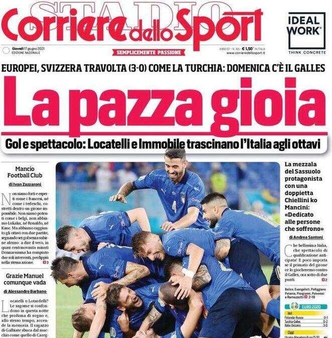 L'apertura de Il Corriere dello Sport: "La pazza gioia"
