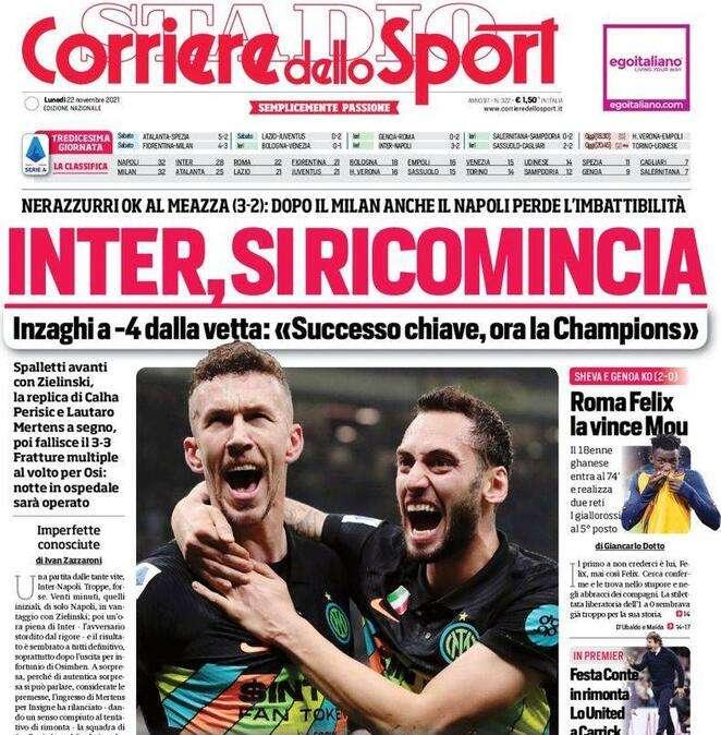 Il Corriere dello Sport in apertura: "Inter, si ricomincia"