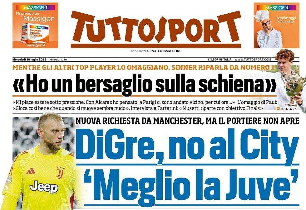 "Conte, arriva anche Lucca. Per Tudor spunta Kessie", la prima pagina di TuttoSport