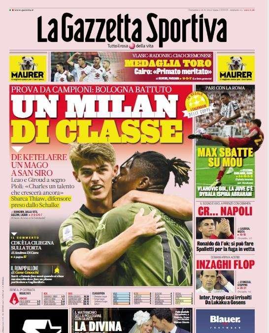 La Gazzetta dello Sport in prima pagina: "Inzaghi flop, troppi casi irrisolti"