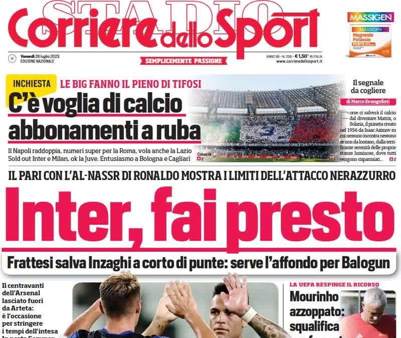 L'apertura del CorSport: "Inter, fai presto". Contro l'Al Nassr tutti i limiti dell'attacco