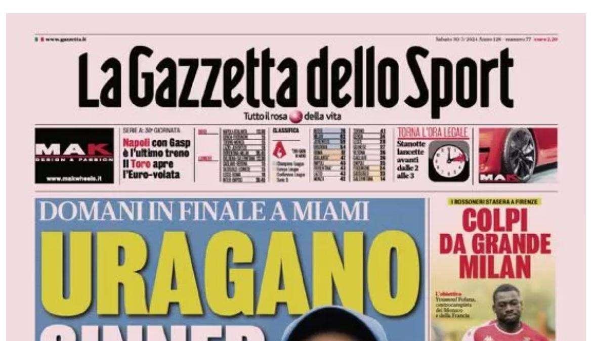 Gelo Inter su Acerbi. Spese alle stelle per gli agenti. Le prime pagine del 30 marzo