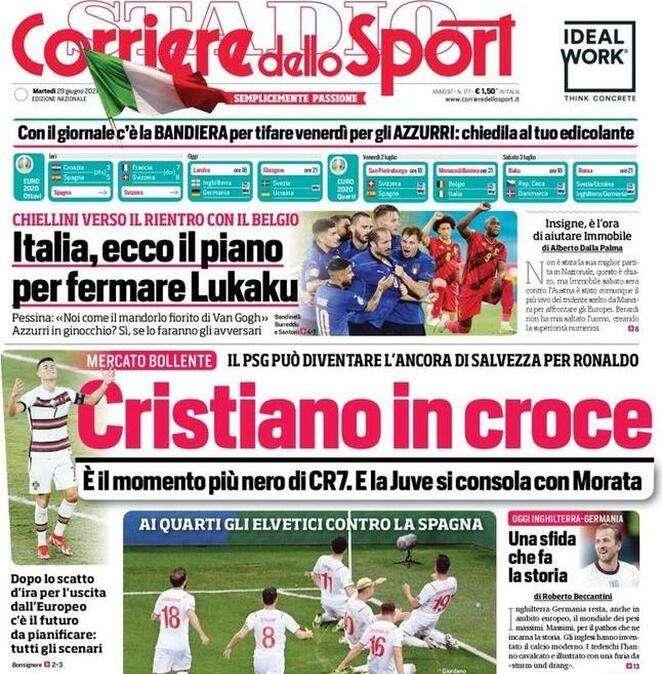 Corriere dello Sport in apertura: "Italia, ecco il piano per fermare Lukaku"