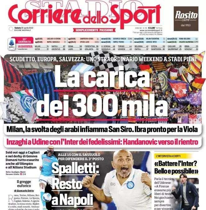 Rassegna stampa - Le prime pagine di sabato 30 aprile