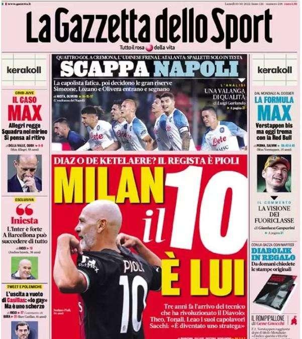 La prima pagina della Gazzetta: "L'Inter è forte". Iniesta avvisa il Barça