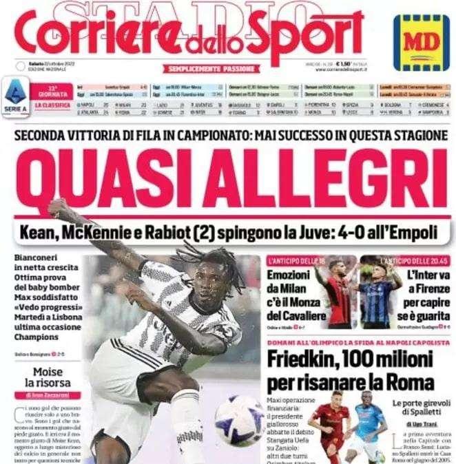 Il Corriere dello Sport sui nerazzurri: "L'Inter va a Firenze per capire se è guarita"