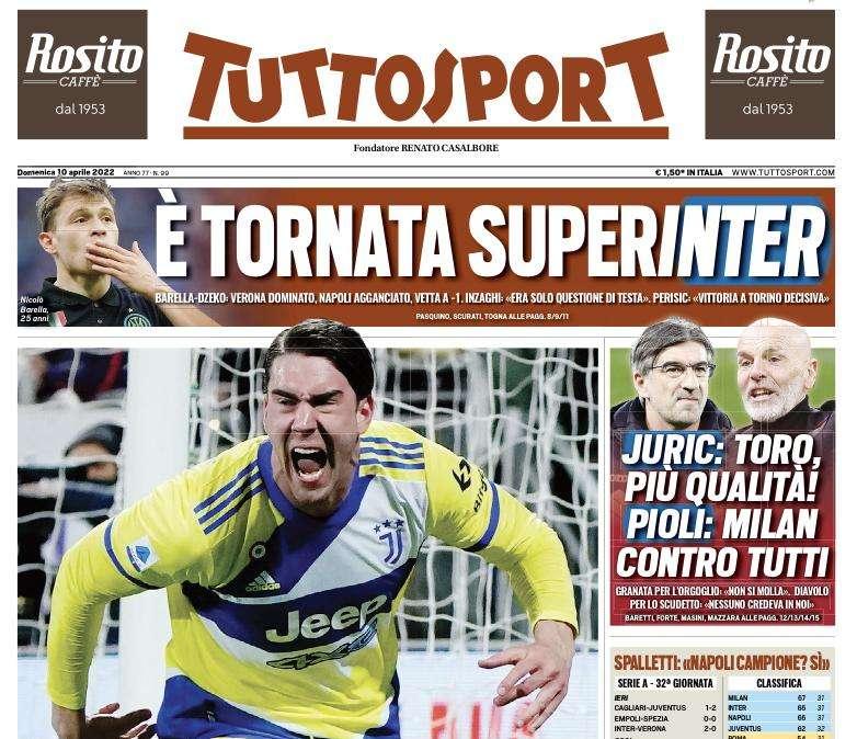 Tuttosport in prima pagina: "È tornata superInter" 