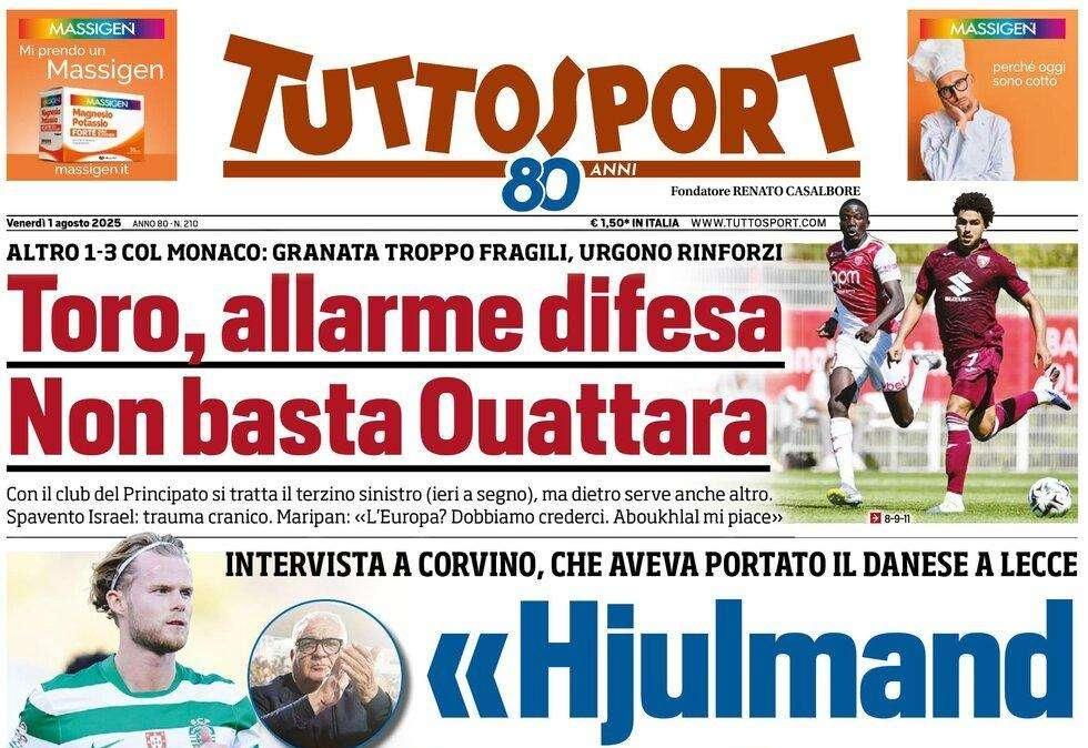 "Lookman a oltranza": la prima pagina di Tuttosport sulla telenovela Inter-Atalanta