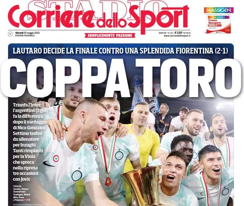 La prima pagina del Corriere dello Sport: "Coppa Toro, decide Lautaro"
