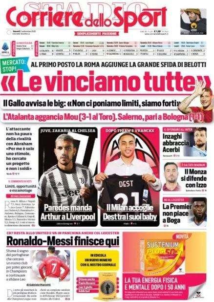 Rassegna stampa - Le prime pagine di venerdì 2 settembre
