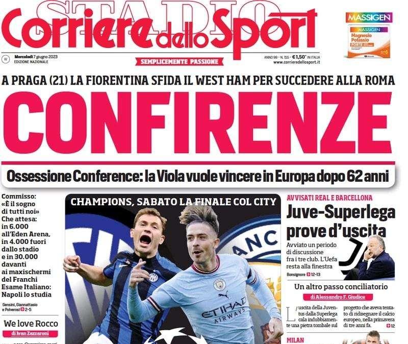 Il CorSport in apertura: "Guardiola punge l'Inter". Pep: "La storia non conta"