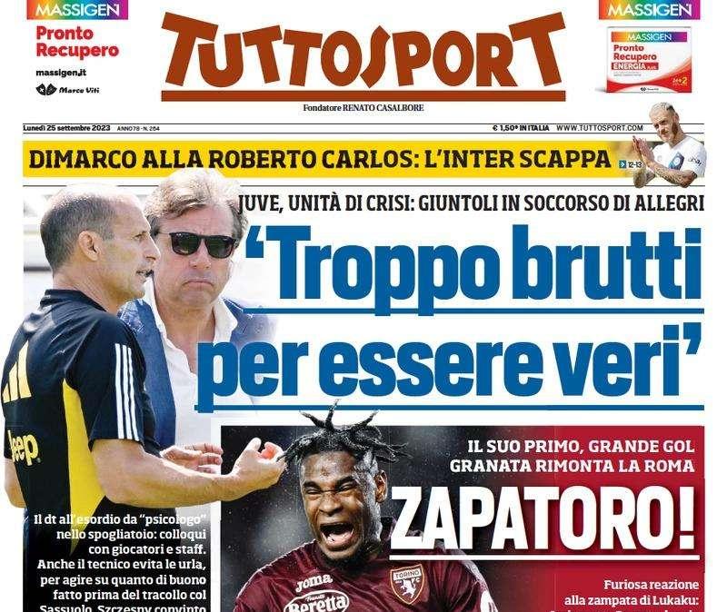 Cinque di fila in Serie A, Tuttosport in prima pagina: "Dimarco alla Roberto Carlos: l'Inter scappa"