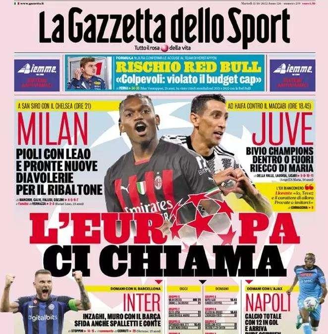 L'apertura della Gazzetta: "Inzaghi, muro contro il Barcellona"