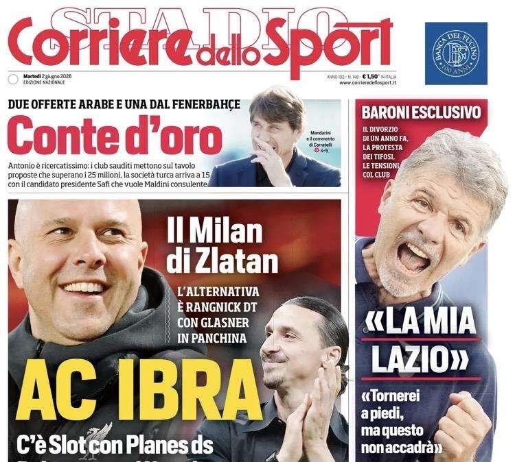 "Conte d'oro, AC Ibra, Palestra apre all'Inter" la prima pagina del Corriere dello Sport