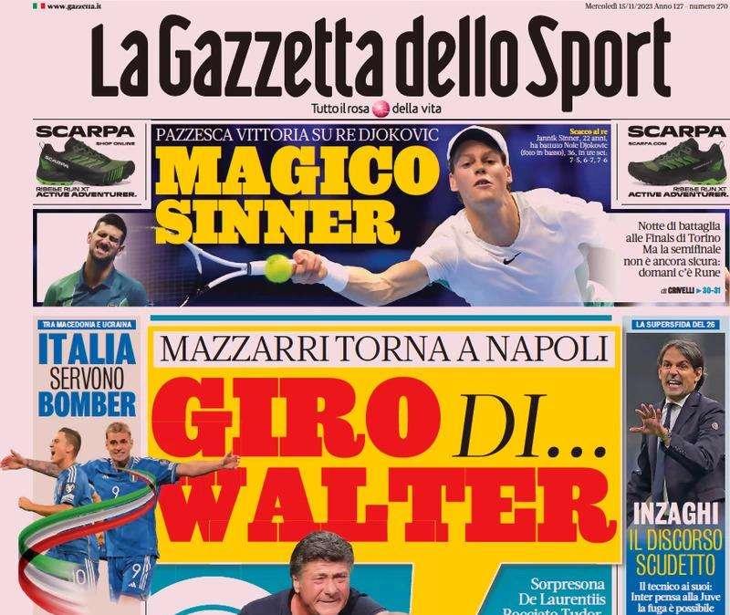 La Gazzetta dello Sport in apertura: "Inzaghi, il discorso Scudetto". Obiettivo fuga