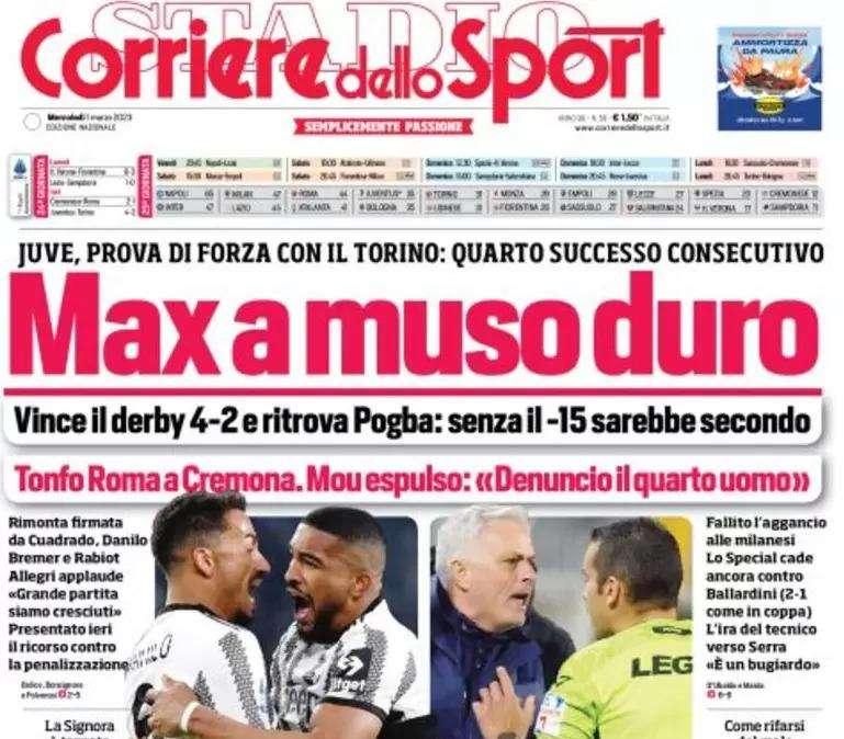 Il CorSport in apertura: "Inzaghi alle strette". Il suo destino è legato alla Champions
