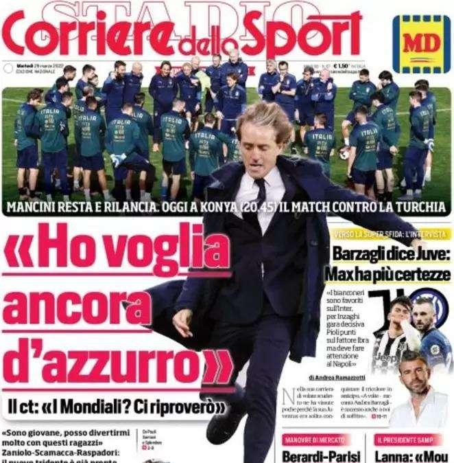 Il Corriere dello Sport in prima pagina: "Ho ancora voglia d'azzurro"